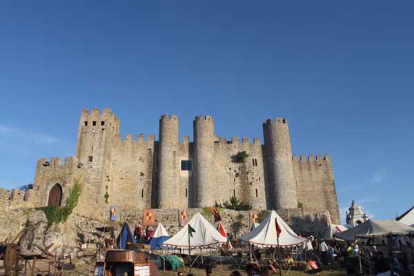 campground in front of the castle of Óbidos